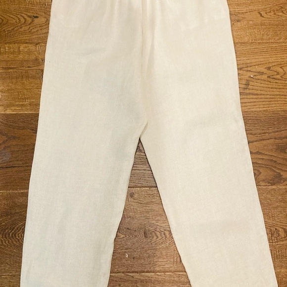 J  CREW Sz 10 100% Linen Elastic Band Drawstring Waist Pockets Tapered Leg Pants - Picture 10 of 12